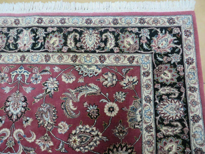 6' X 9' Vintage Handmade Fine India Floral Oriental Silk Accent Wool Rug Carpet - Nuvé