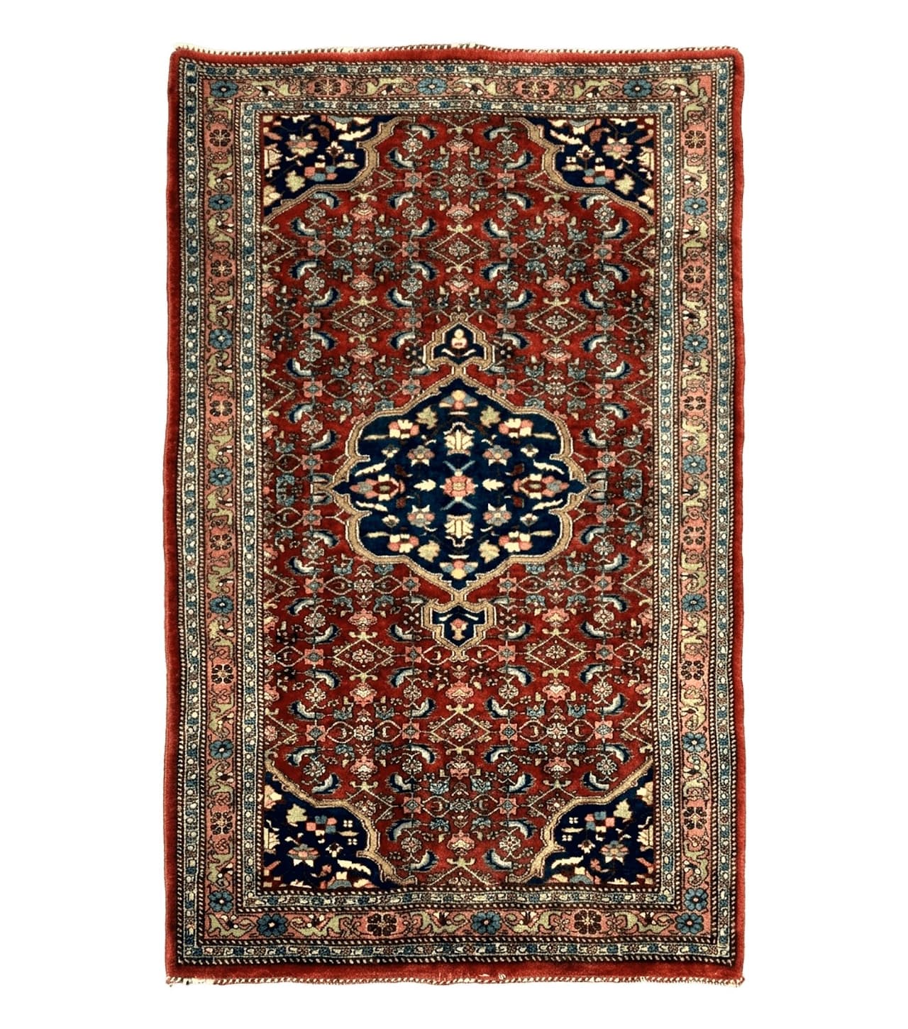 Persian Bidjar Rug 2.7 x 4, Red and Navy Blue, Small Persian Area Rug, Semi Antique