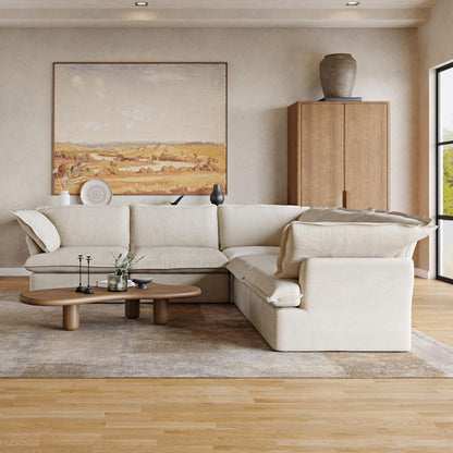 Sabi Modular Boucle Cloud Sofa - Beige - 5-Seater Corner Sectional (V-Shaped) - Nuvé
