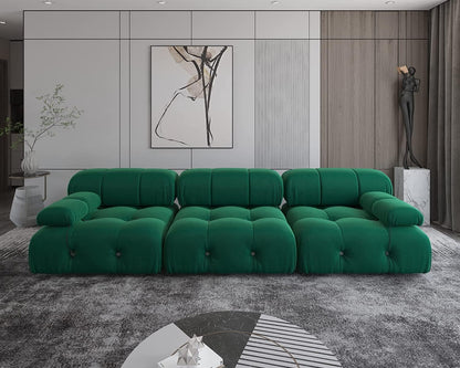 Nuvé® Takumi Velvet Modular Bouclé Cloud Sofa - Green - 3 Seater Sofa - Nuvé