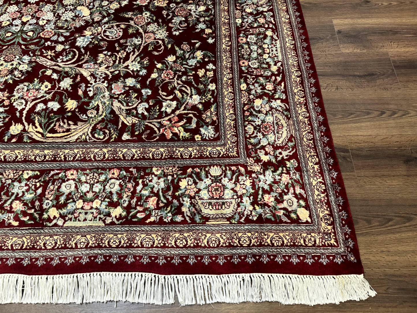 Burgundy Persian Rug 8x10, Pak Persian Floral Carpet, Very Fine 300 KPSI - Nuvé