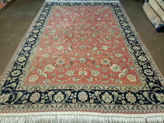 6' X 9' Vintage Fine Oriental Floral Handmade Wool Rug Vegetable Dyes Red Nice - Nuvé