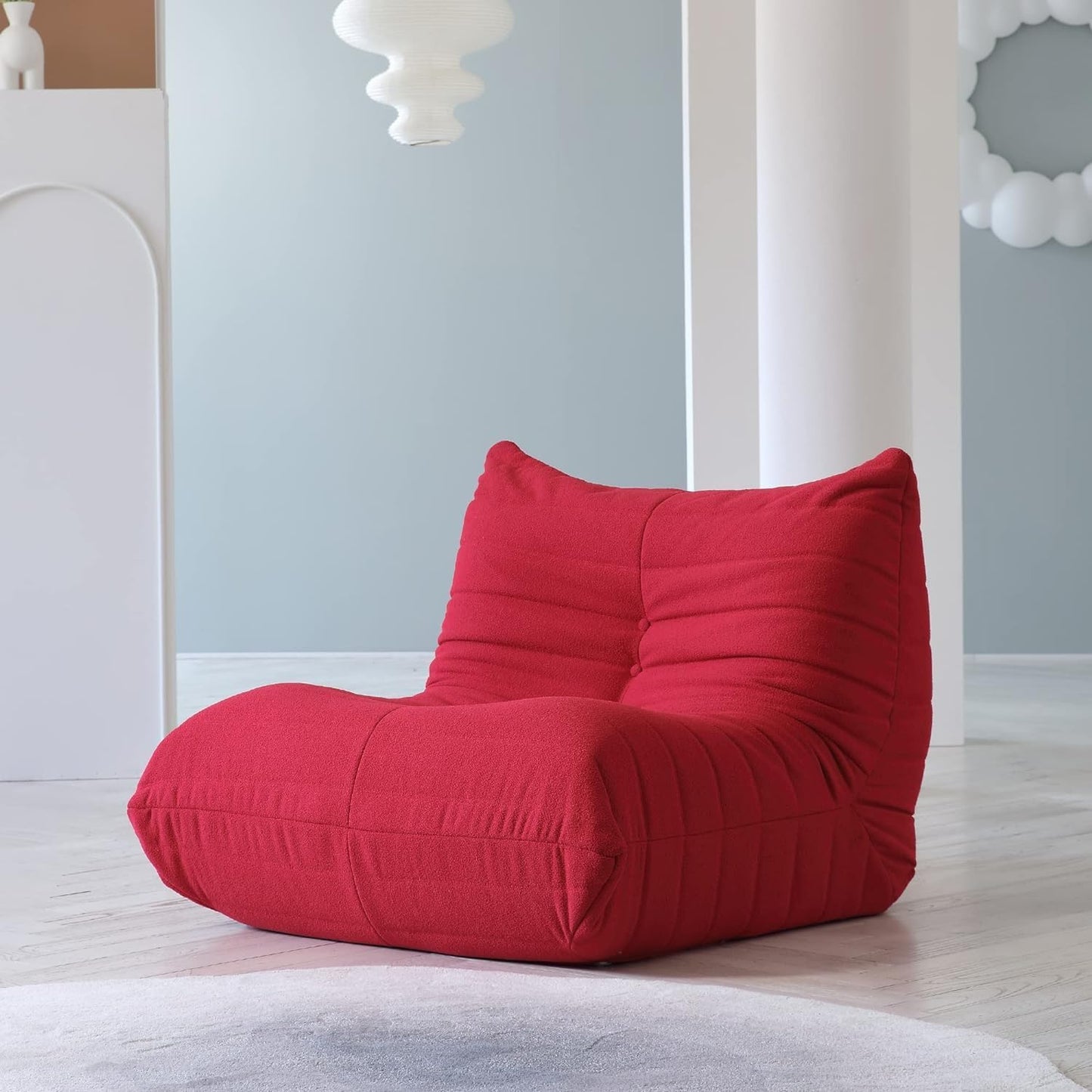 Muku Bouclé Chair - Red - Single Seater - Nuvé