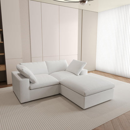 Nuvé® Solace Modular Bouclé Cloud Sofa - Snow White - 2-Seater Sectional Sofa with Ottoman - Nuvé
