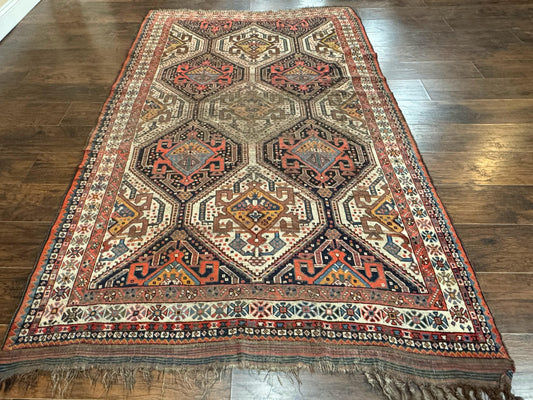 Antique Persian Qashqai Rug 5x8, Persian Tribal Rug, Khamseh Rug - Nuvé