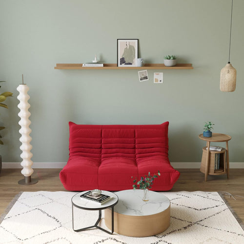 Muku Bouclé Chair - Red - 2 Seater - Nuvé