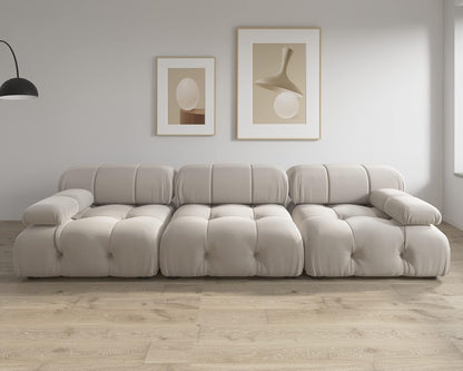 Nuvé® Takumi Velvet Modular Bouclé Cloud Sofa - Beige - 3 Seater Sofa - Nuvé