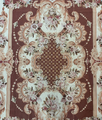 Vintage Needlepoint Rug 6x9, Aubusson Rug, Flatweave Wool Elegant Carpet, Medium Size, French European Design - Nuvé