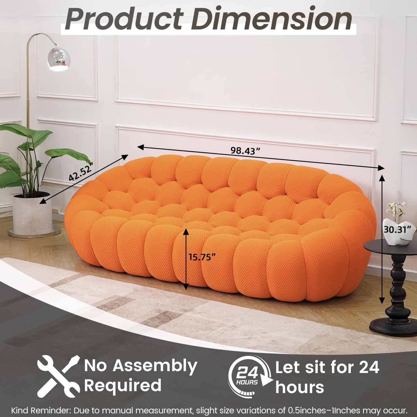 Nuvé® Mitsu Modular Bouclé Cloud Sofa - Orange - 3-Seater Sofa - Nuvé