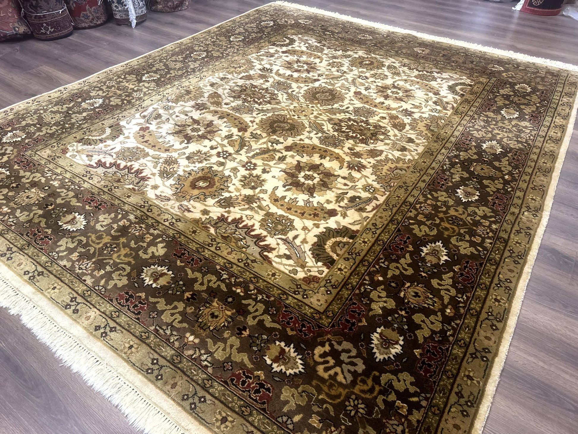 Indo Persian Mahal Rug 8x10, Floral Traditional Wool Oriental Carpet - Nuvé