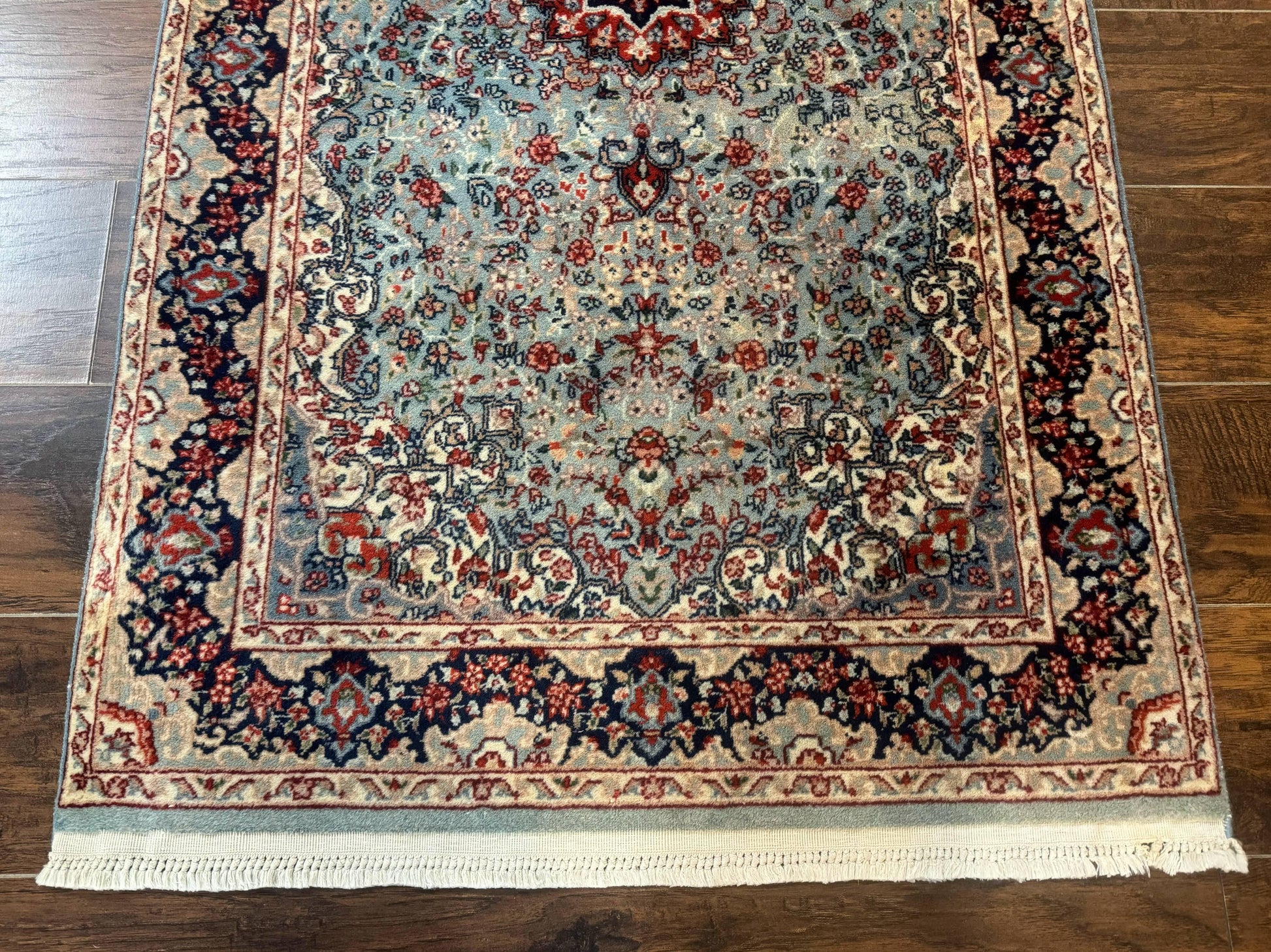 Indo Persian Kerman Rug 3x5, Light Blue, Floral Medallion - Nuvé
