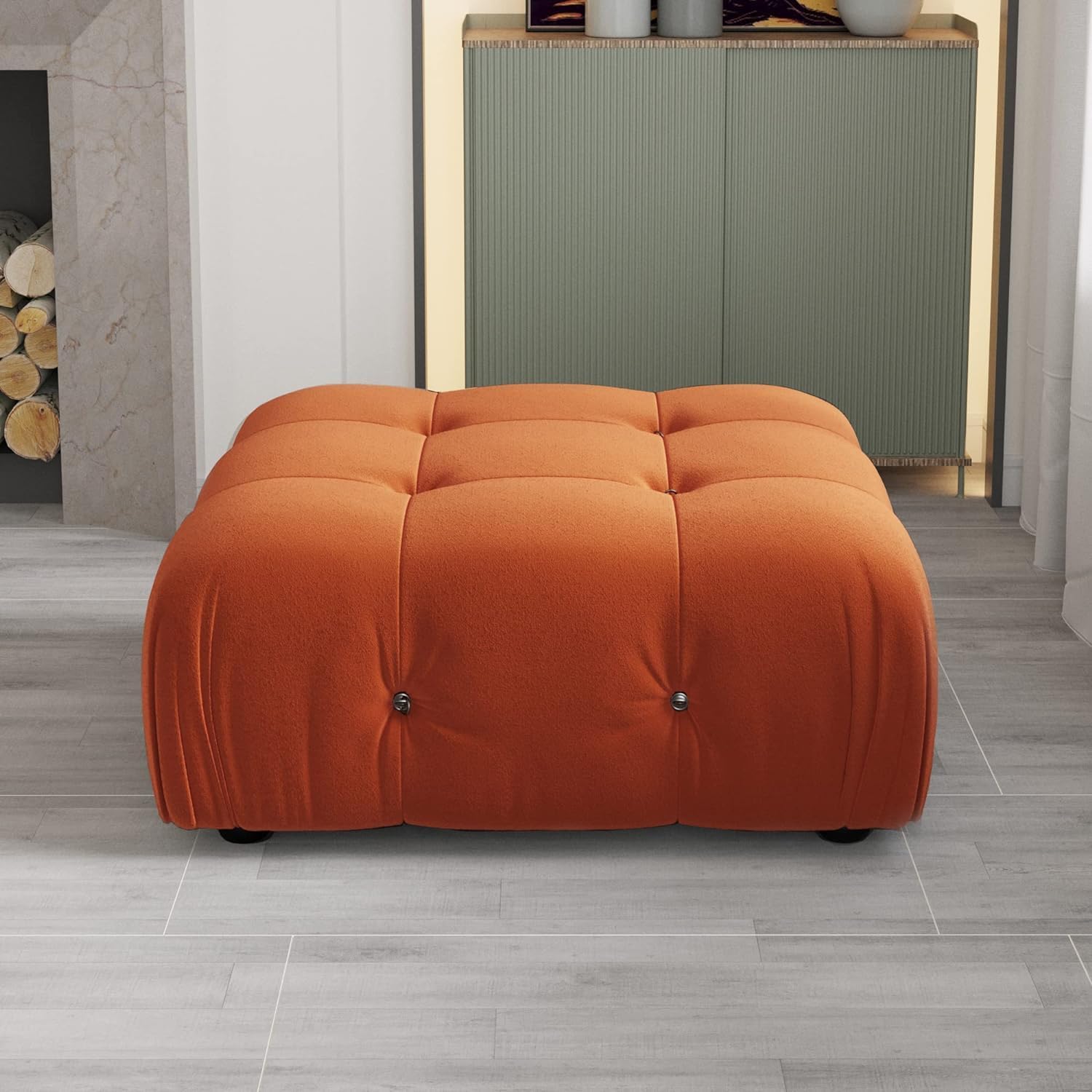 Nuvé® Takumi Velvet Modular Bouclé Cloud Sofa - Orange - Ottoman - Nuvé