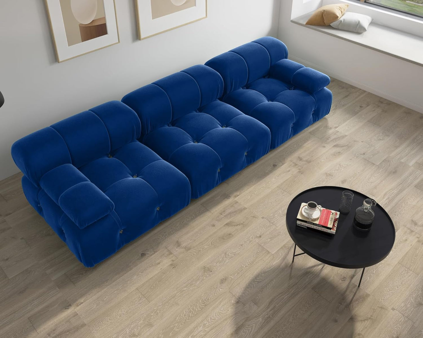 Nuvé® Takumi Velvet Modular Bouclé Cloud Sofa - Blue - 3 Seater Sofa - Nuvé