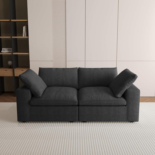Nuvé® Solace Modular Bouclé Cloud Sofa - Obsidian Black - 2-Seater Sofa - Nuvé