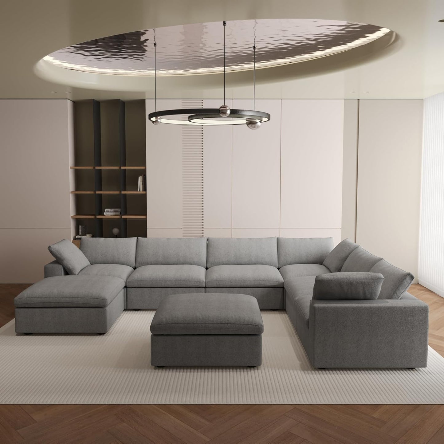 Nuvé® Solace Modular Bouclé Cloud Sofa - Space Grey - 7-Seater Corner Chaise - Nuvé