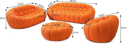 Nuvé® Mitsu Modular Bouclé Cloud Sofa - Orange - 1 + 2 + 3 Seater and Ottoman - Nuvé