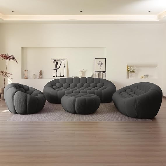 Nuvé® Mitsu Modular Bouclé Cloud Sofa - Dark Grey - 1 + 2 + 3 Seater and Ottoman - Nuvé