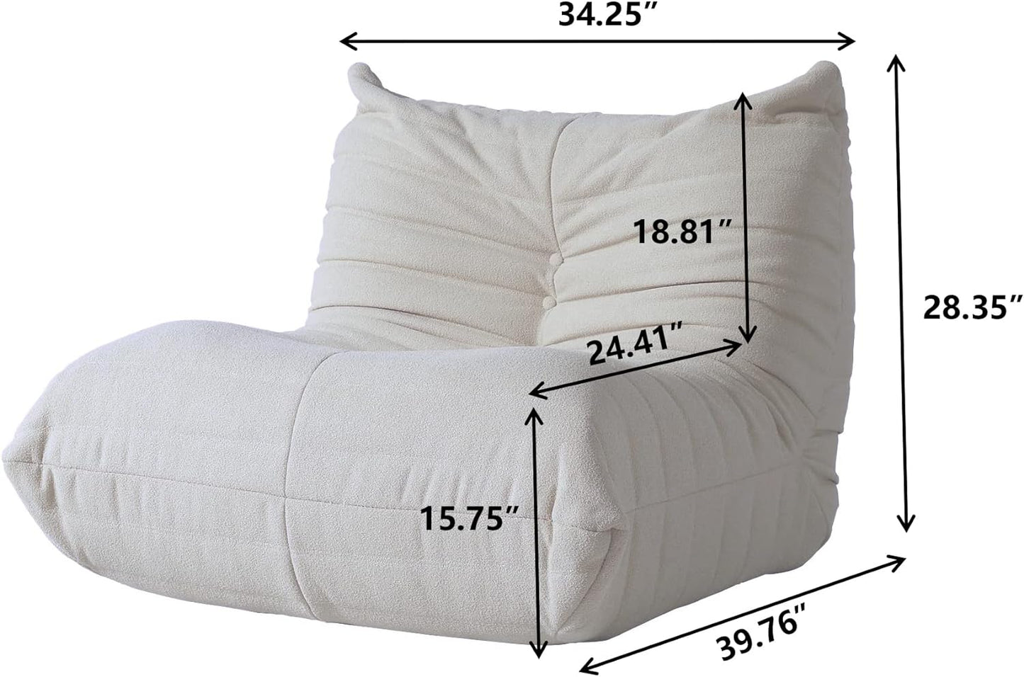 Muku Bouclé Chair - White - Single Seater - Nuvé