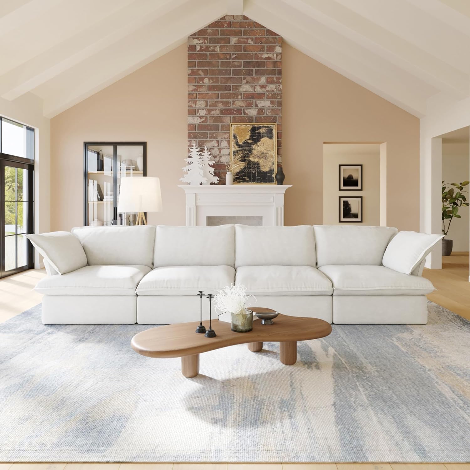 Sabi Modular Boucle Cloud Sofa - Snow White - 4-Seater Sofa - Nuvé