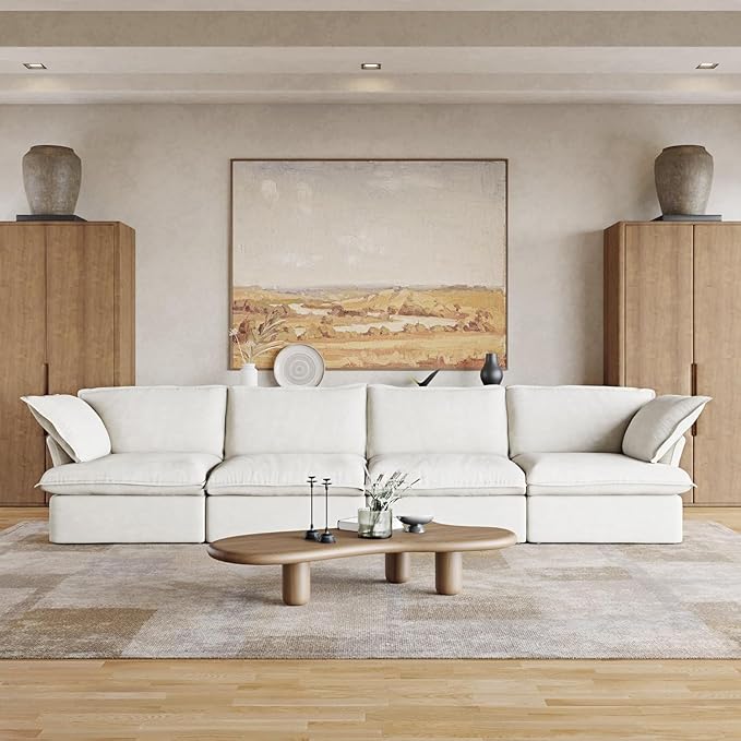 Sabi Modular Boucle Cloud Sofa - Snow White - 4-Seater Sofa - Nuvé