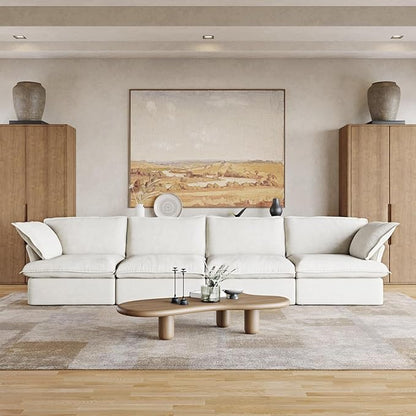 Sabi Modular Boucle Cloud Sofa - Snow White - 4-Seater Sofa - Nuvé