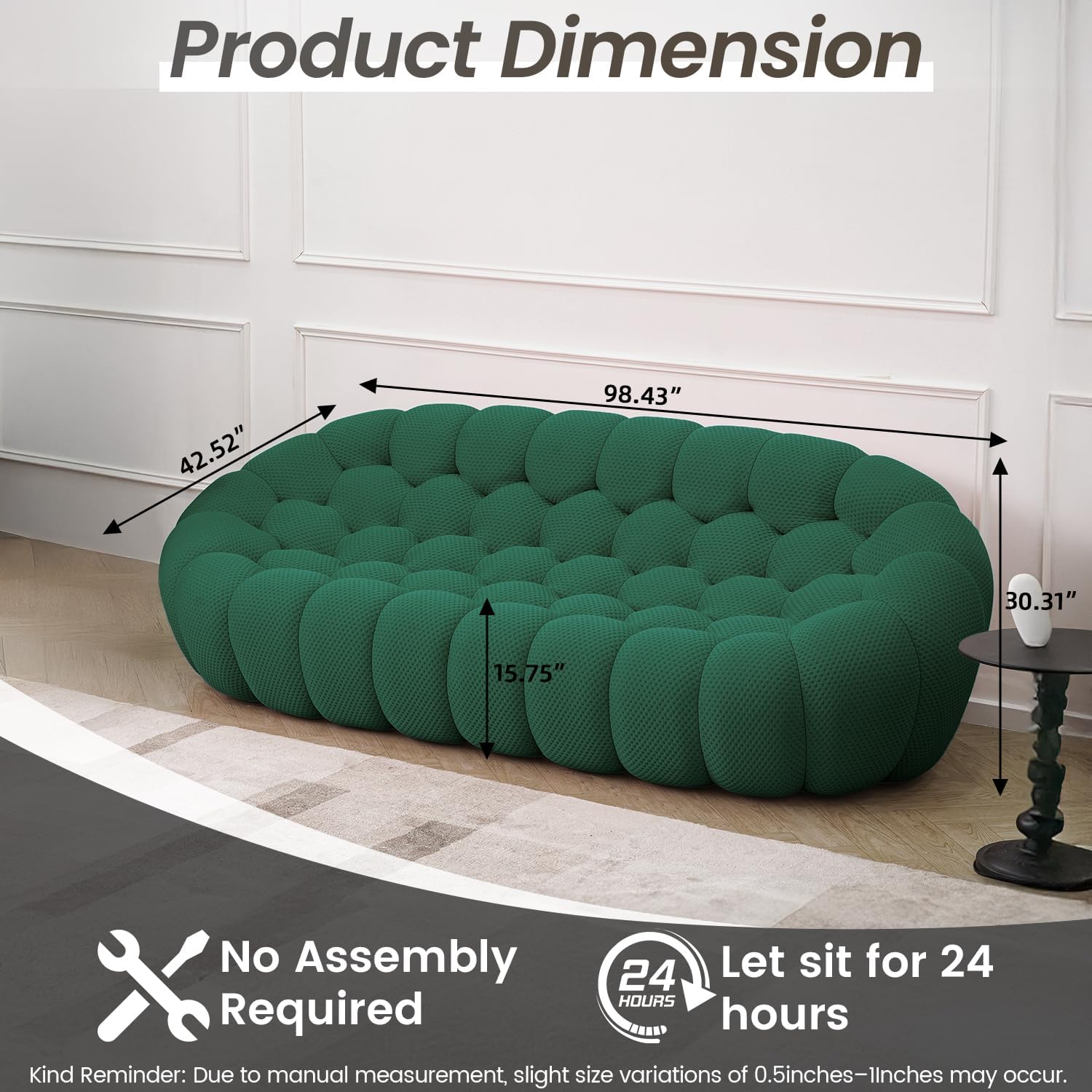 Nuvé® Mitsu Modular Bouclé Cloud Sofa - Dark Green - 3-Seater Sofa - Nuvé