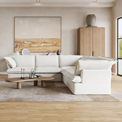 Sabi Modular Boucle Cloud Sofa - Snow White - 5-Seater Corner Sectional (V-Shaped) - Nuvé