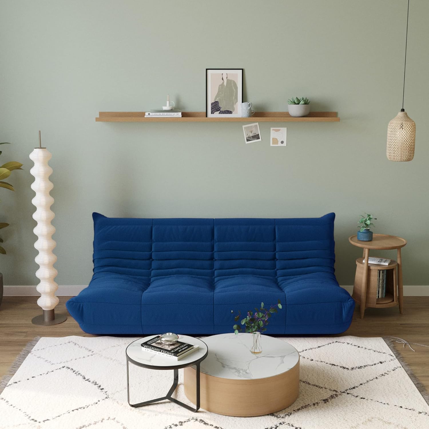 Muku Bouclé Chair - Blue - 3 Seater - Nuvé