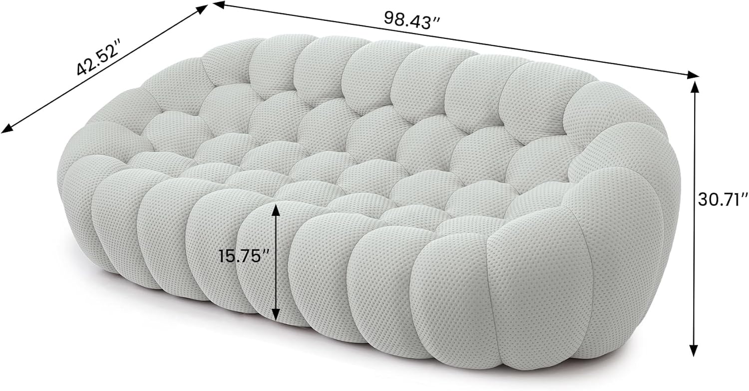 Nuvé® Mitsu Modular Bouclé Cloud Sofa - Light Grey - 3-Seater Sofa - Nuvé