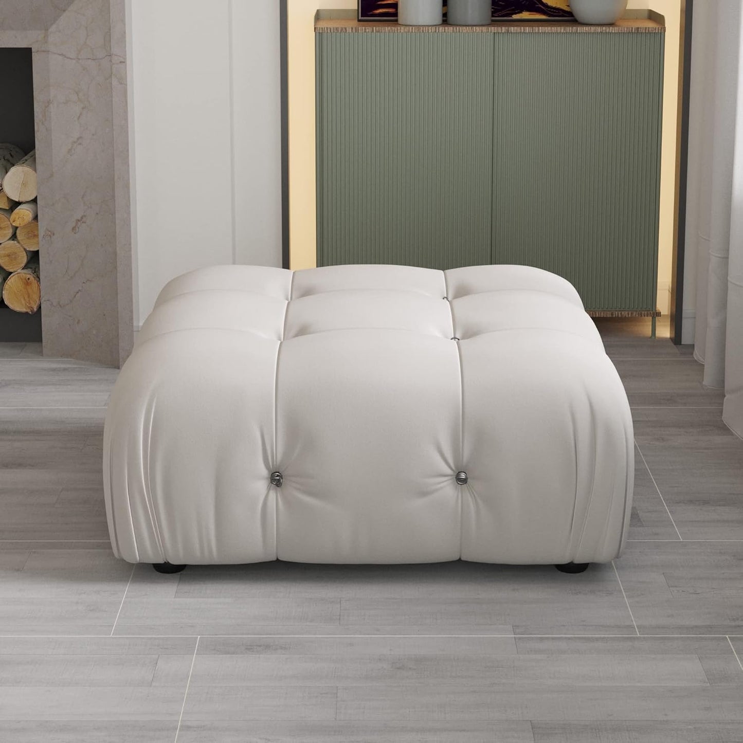 Nuvé® Takumi Velvet Modular Bouclé Cloud Sofa - Beige - Ottoman - Nuvé