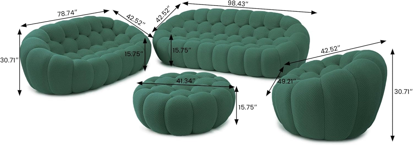 Nuvé® Mitsu Modular Bouclé Cloud Sofa - Dark Green - 1 + 2 + 3 Seater and Ottoman - Nuvé