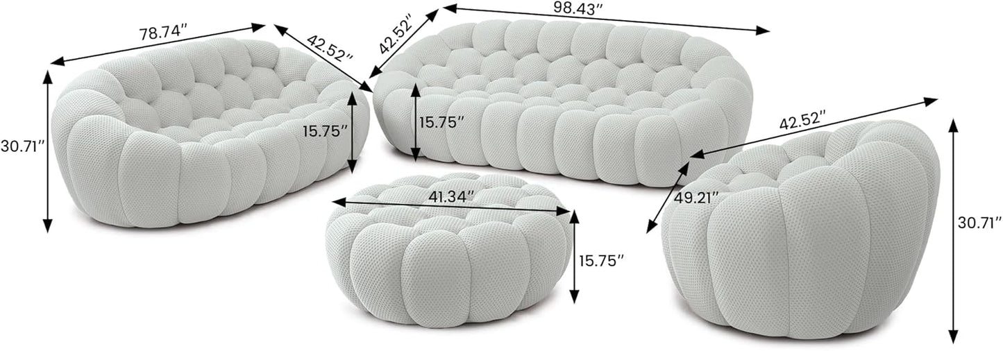 Nuvé® Mitsu Modular Bouclé Cloud Sofa - Light Grey - 1 + 2 + 3 Seater and Ottoman - Nuvé
