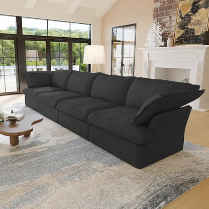 Sabi Modular Boucle Cloud Sofa - Obsidian Black - 4-Seater Sofa - Nuvé