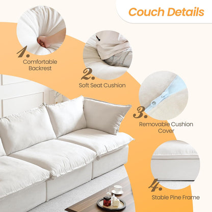 Sabi Modular Boucle Cloud Sofa - Snow White - 4-Seater Sofa - Nuvé