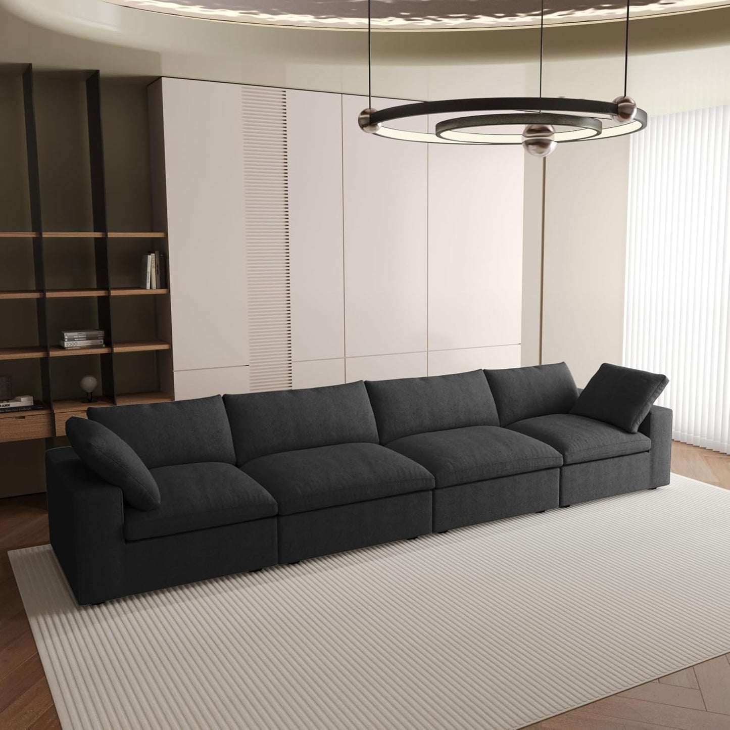 Nuvé® Solace Modular Bouclé Cloud Sofa - Obsidian Black - 4-Seater Sofa - Nuvé