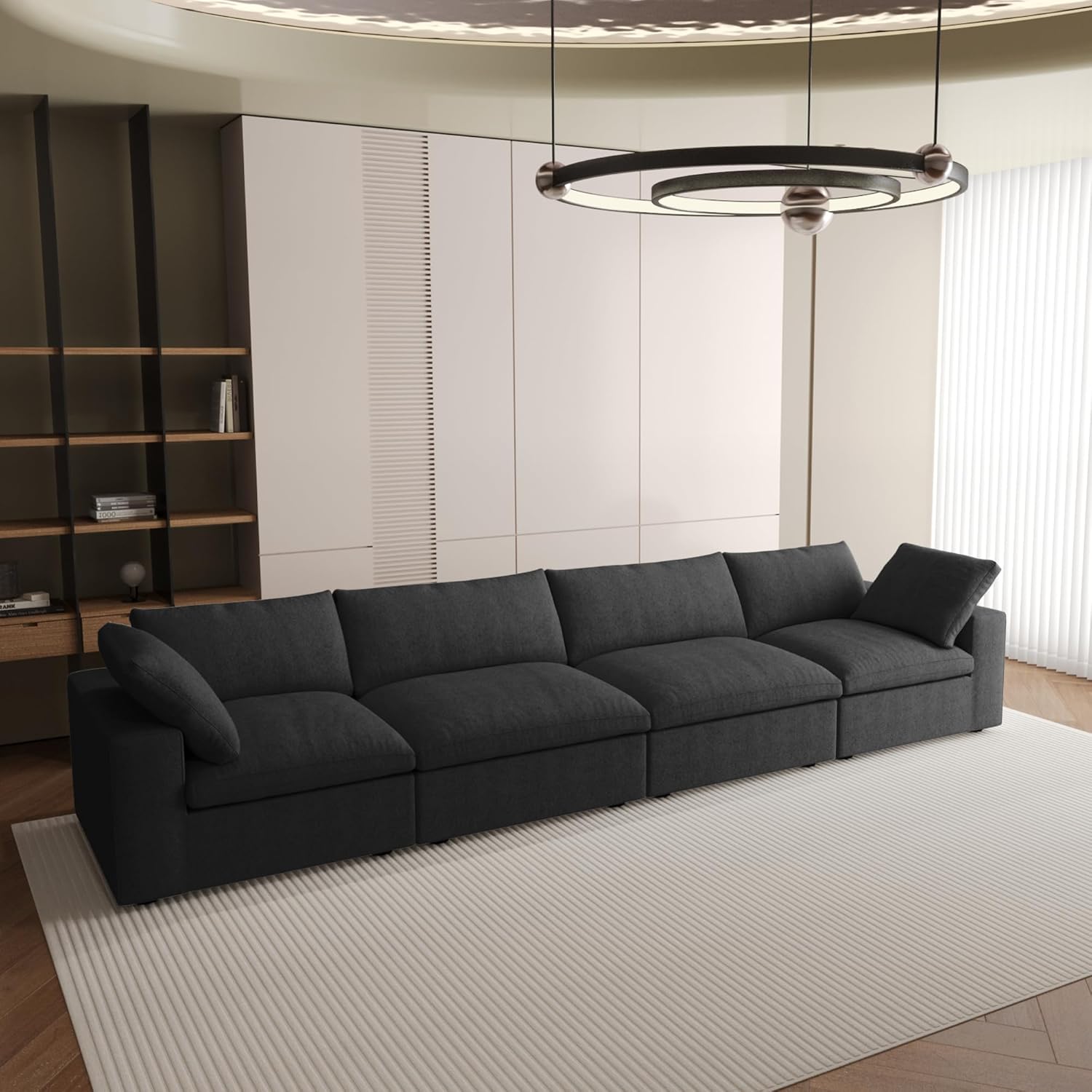 Nuvé® Solace Modular Bouclé Cloud Sofa - Obsidian Black - 4-Seater Sofa - Nuvé
