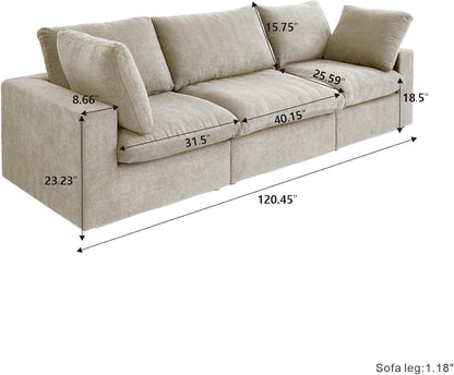 Nuvé® Solace Modular Bouclé Cloud Sofa - Khaki - 3-Seater Sofa - Nuvé