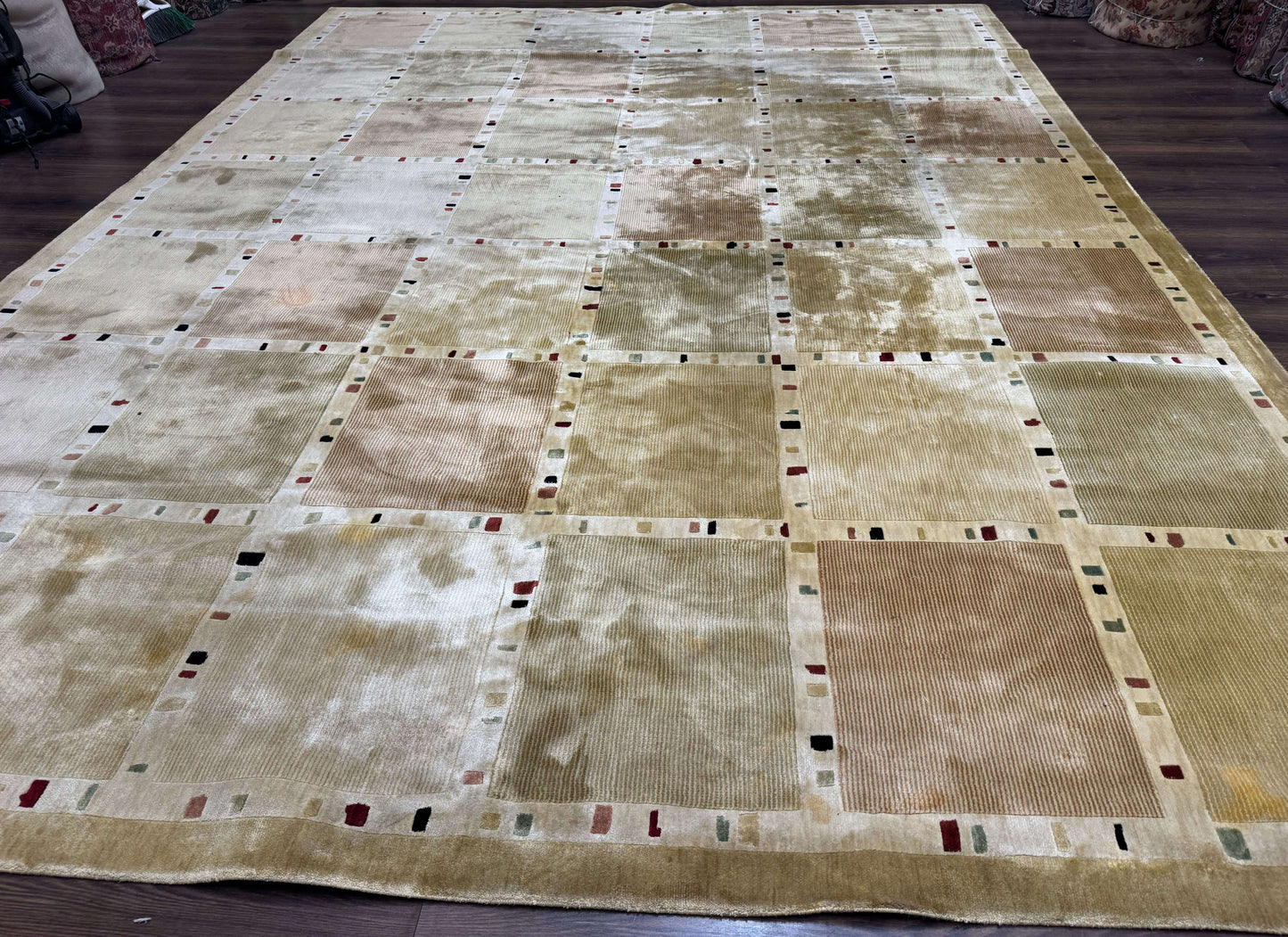 Large Wool Rug 10x13, Panel Design, Modern Contemporary Carpet - Nuvé