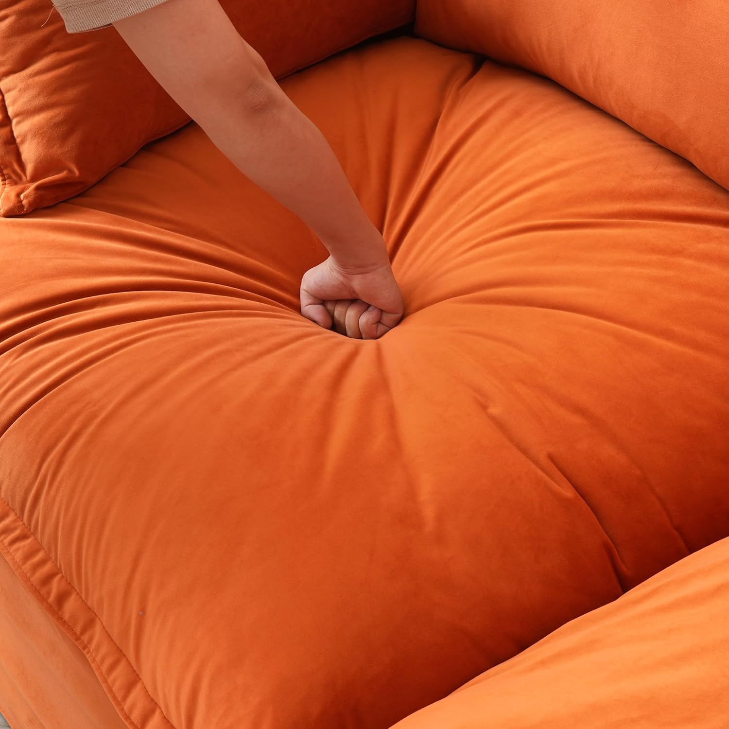 Sabi Modular Boucle Cloud Sofa - Orange - Single Ottoman - Nuvé