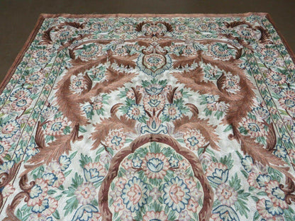 4' X 6' Vintage Embroidery Hand Stitched Rug Silk On Cotton India Backing Nice - Nuvé