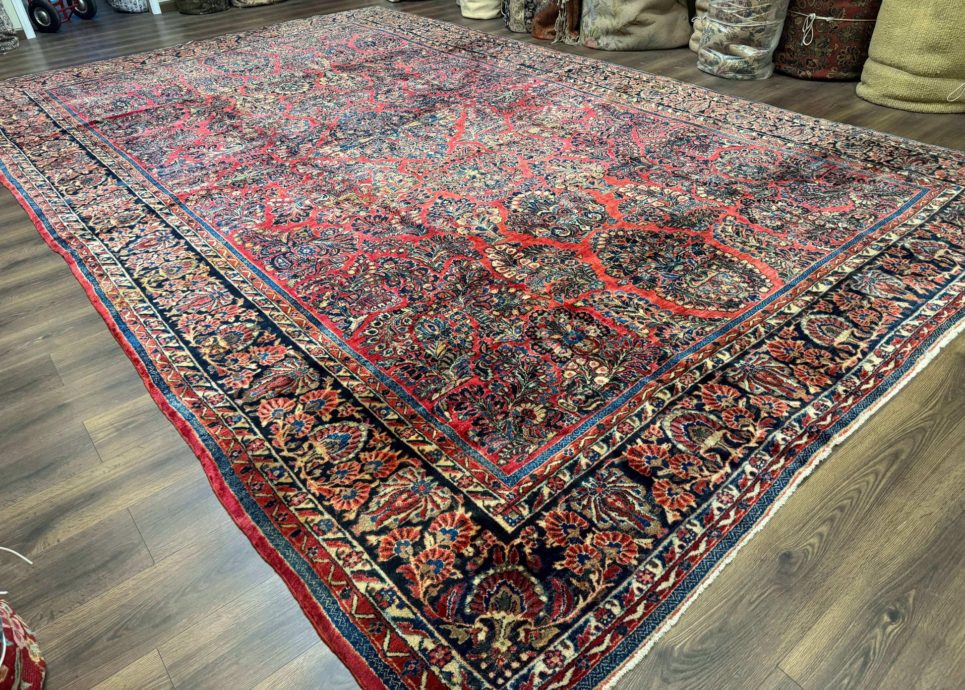 Palace Size Persian Sarouk Rug 10x16, Rare Size, Red, Large Antique Persian Carpet - Nuvé