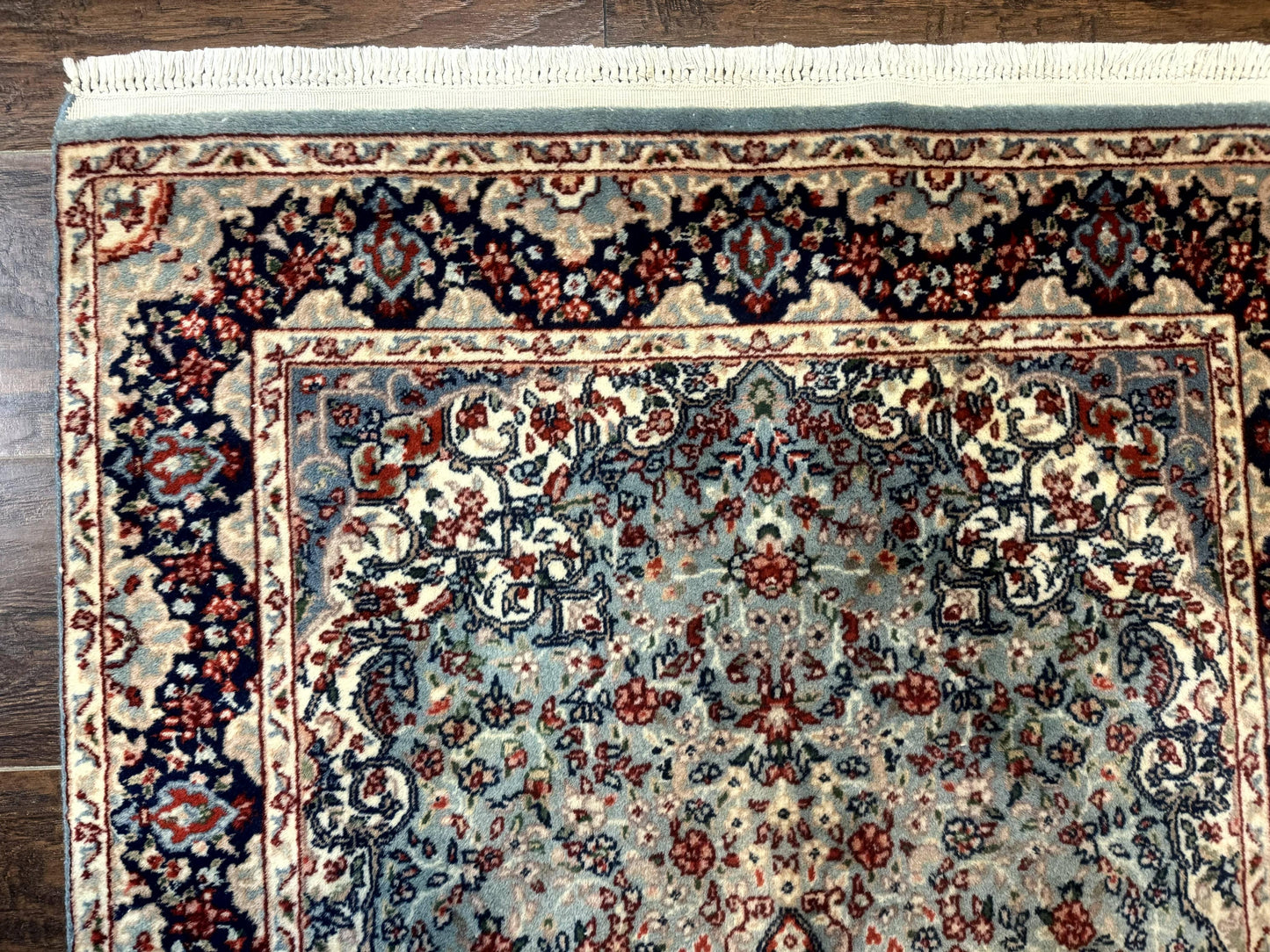 Indo Persian Kerman Rug 3x5, Light Blue, Floral Medallion - Nuvé