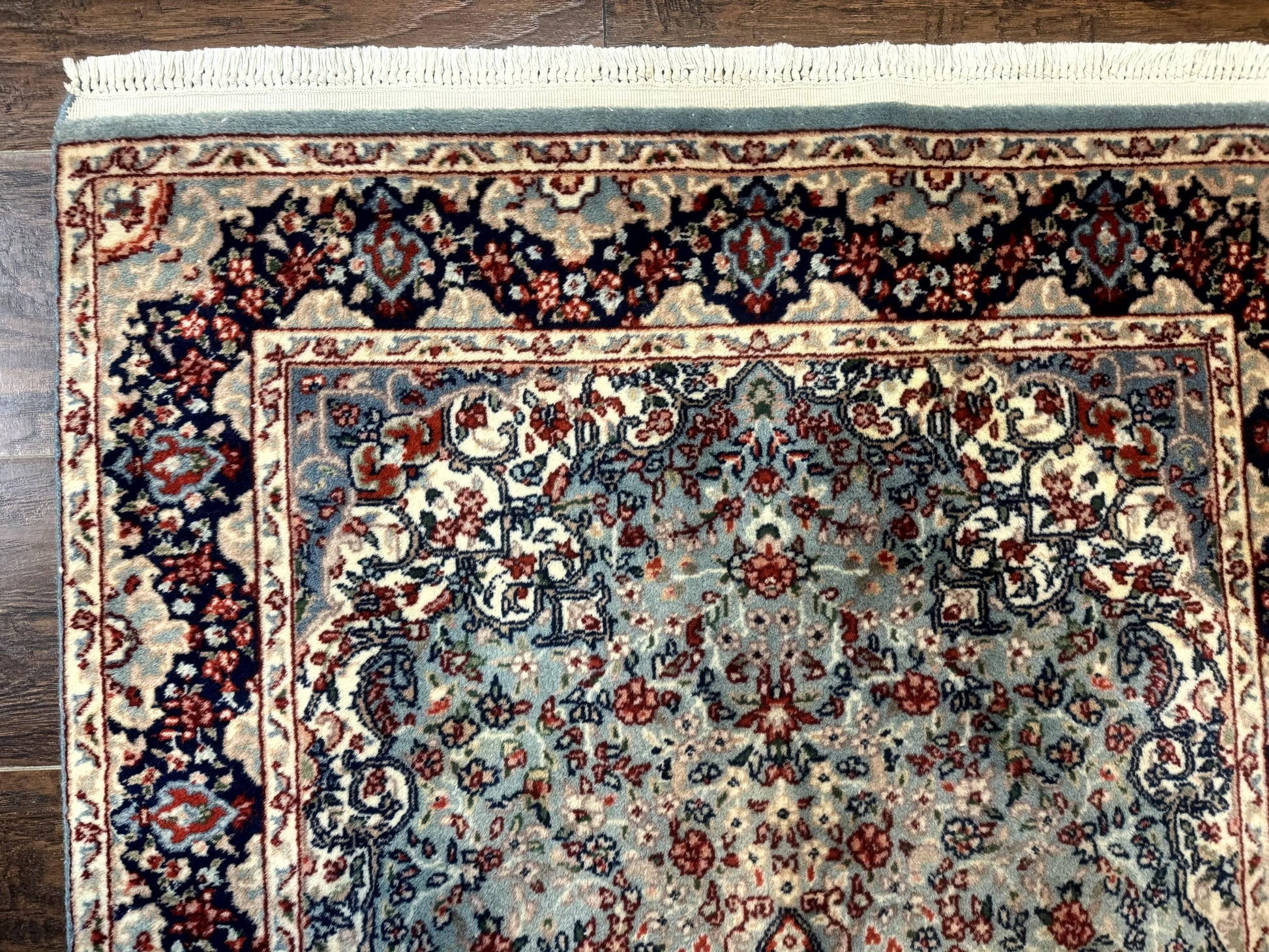 Indo Persian Kerman Rug 3x5, Light Blue, Floral Medallion - Nuvé