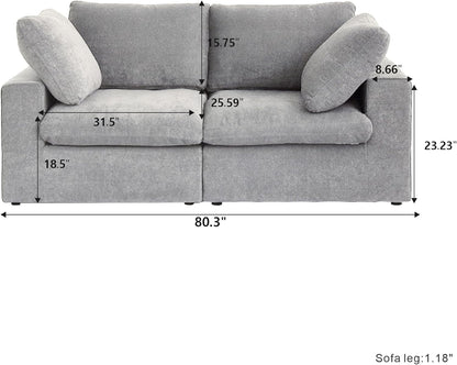 Nuvé® Solace Modular Bouclé Cloud Sofa - Space Grey - 2-Seater Sofa - Nuvé