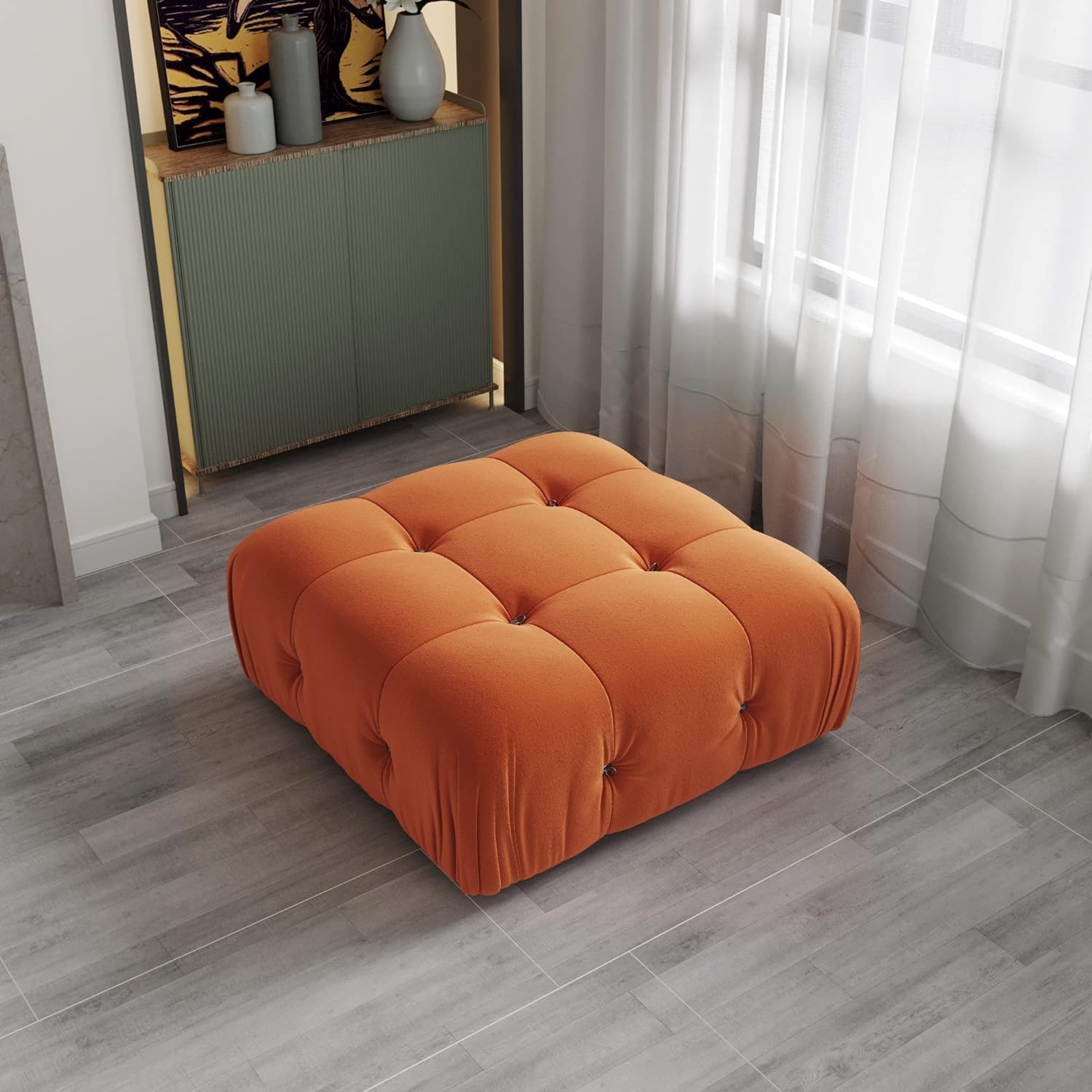 Nuvé® Takumi Velvet Modular Bouclé Cloud Sofa - Orange - Ottoman - Nuvé