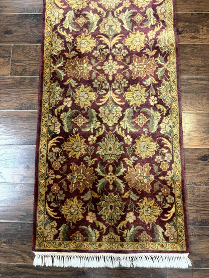 Indian Agra Runner Rug 2.6 x 17.5, Long Runner Rug for Hallway, Floral Handmade - Nuvé