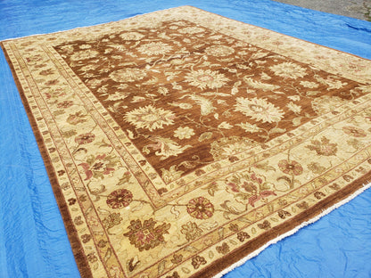 Indo Persian Rug 10x14, Mahal Sultanabad Oriental Carpet, Burnt Orange & Beige, Handmade Wool Area Rug - Nuvé