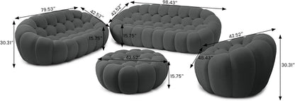 Nuvé® Mitsu Modular Bouclé Cloud Sofa - Dark Grey - 1 + 2 + 3 Seater and Ottoman - Nuvé