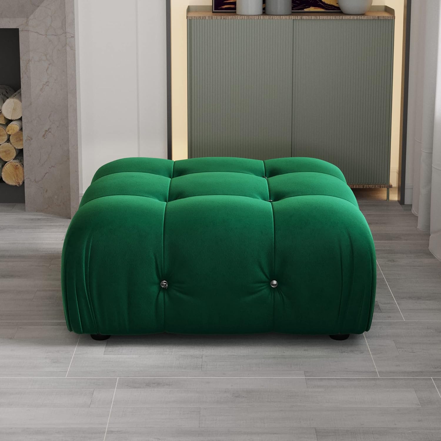 Nuvé® Takumi Velvet Modular Bouclé Cloud Sofa - Green - Ottoman - Nuvé