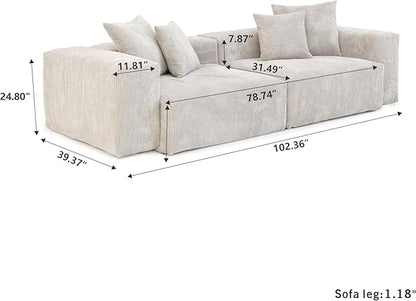 Kanso Corduroy Modular Bouclé Cloud Couch - Beige - 2-Seater Sofa - Nuvé